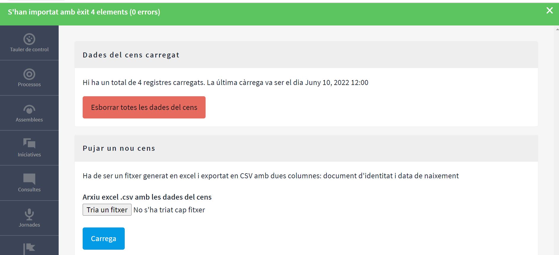 csv uploaded