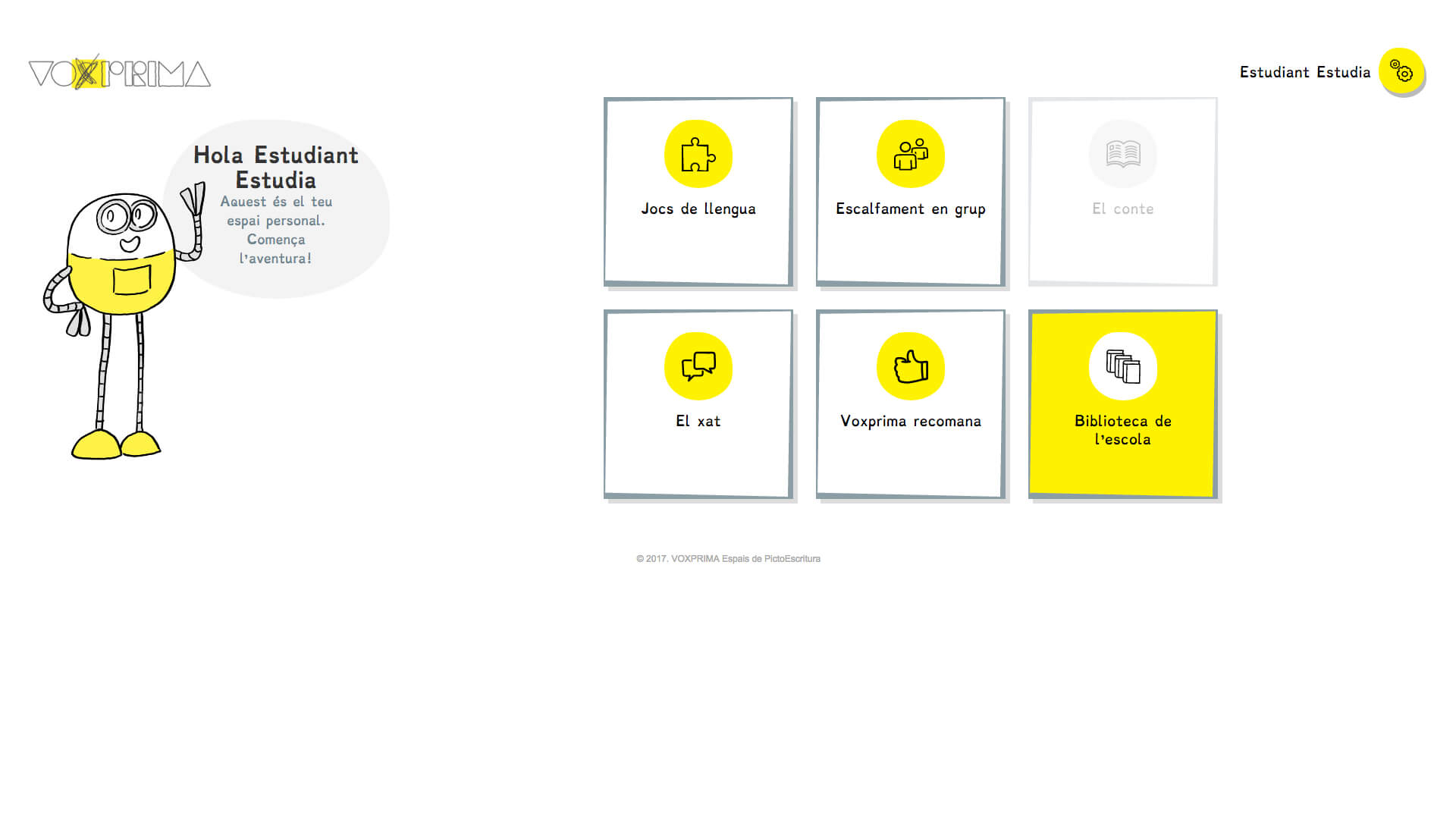 Screenshot of an educational platform software