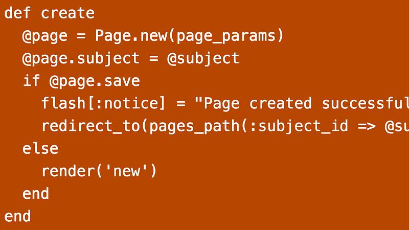 Captura de pantalla del código Ruby on Rails