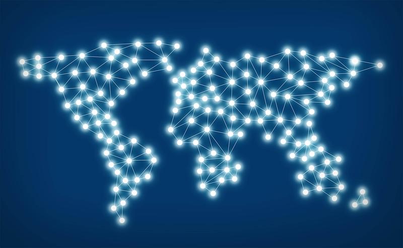 Mapa del mundo con puntos blancos