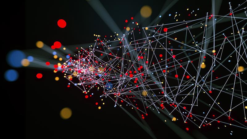 Puntos y rayas simulando red de datos del Big Data