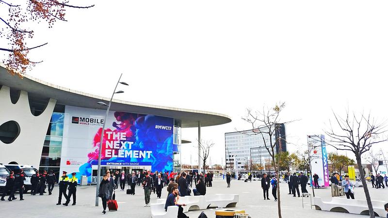 Edifico y entrada del evento MWC2017 de Barcelona 