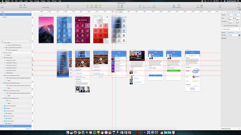Screenshot during the development of mobile applications for events