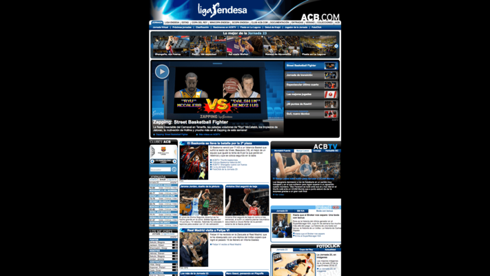 Captura de pantalla de la web ACB - Lliga espanyola de bàsquet