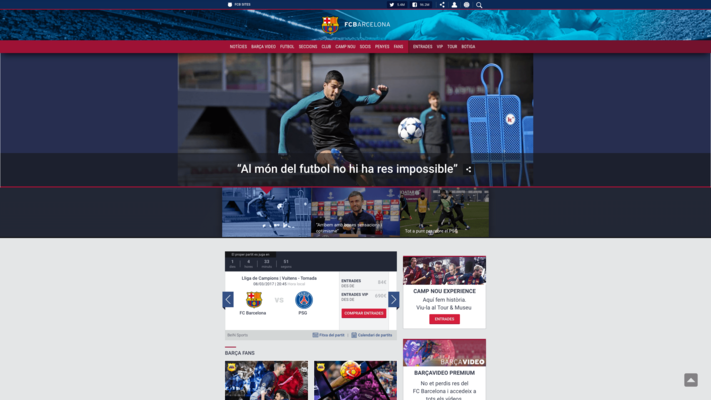 Web of the Futbol Club Barcelona