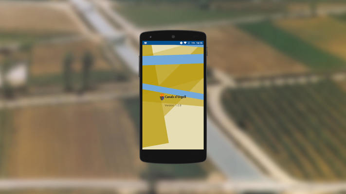 Canals de Urgell native app with a wallpaper of some fields