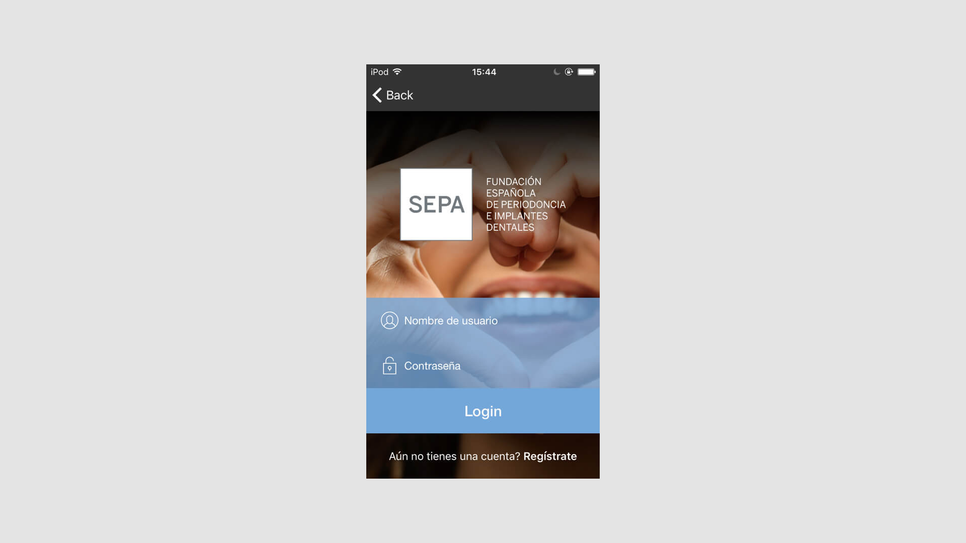 Captura de pantalla de smartphone de la app nativa para el cliente de SEPA