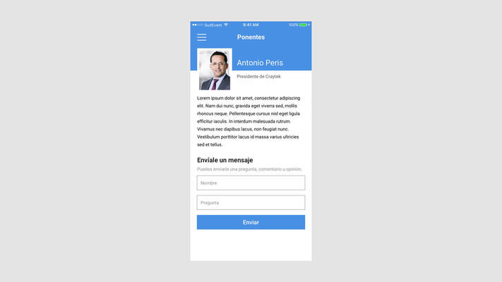 Screenshot of the app for congresses, Suitevent congress app