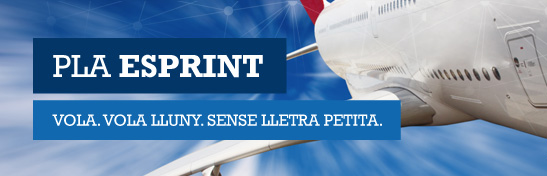 Logo Pla Esprint con un avión de fondo