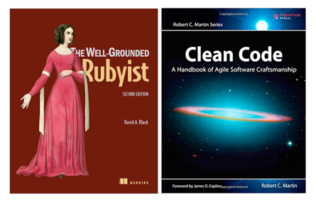 Portada dels llibre “The well-grounded Rubyist” i de “Clear Code”